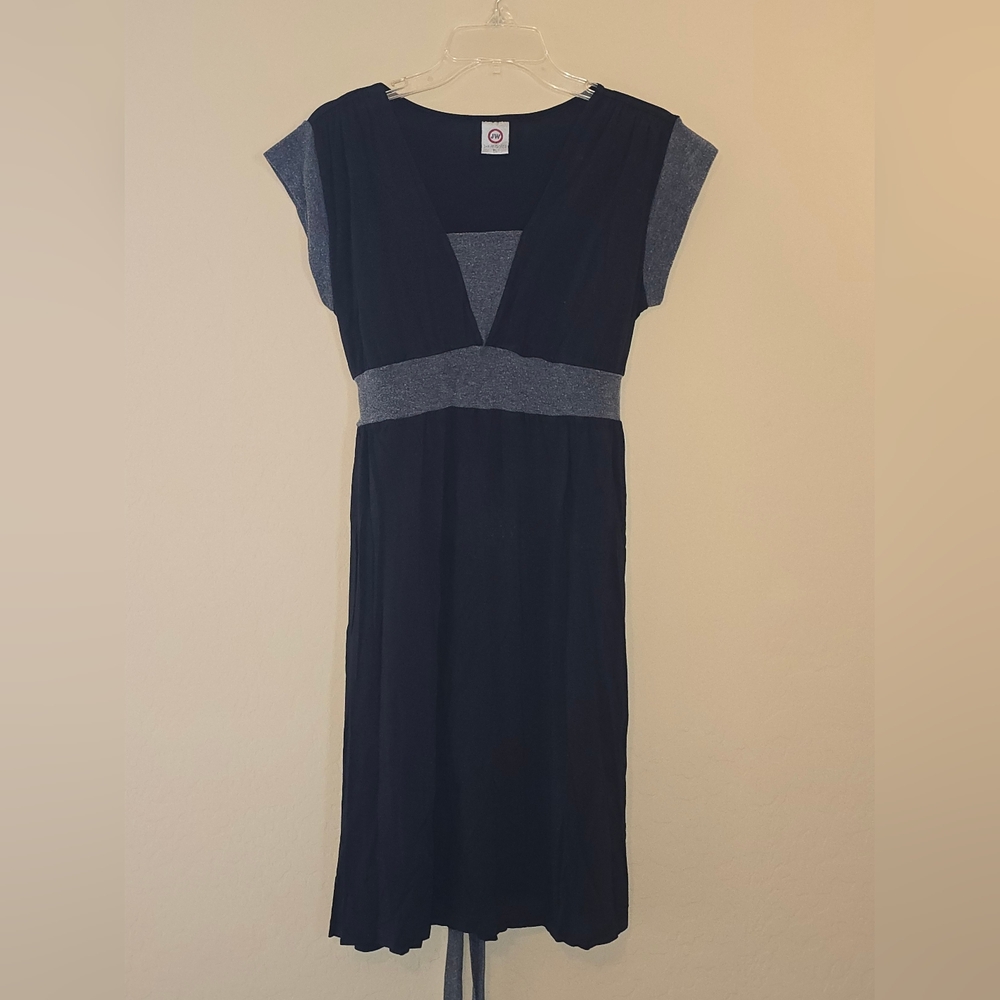 JW San Francisco - Squared V-Neck Black and Dark Heather Gray Dress - XL